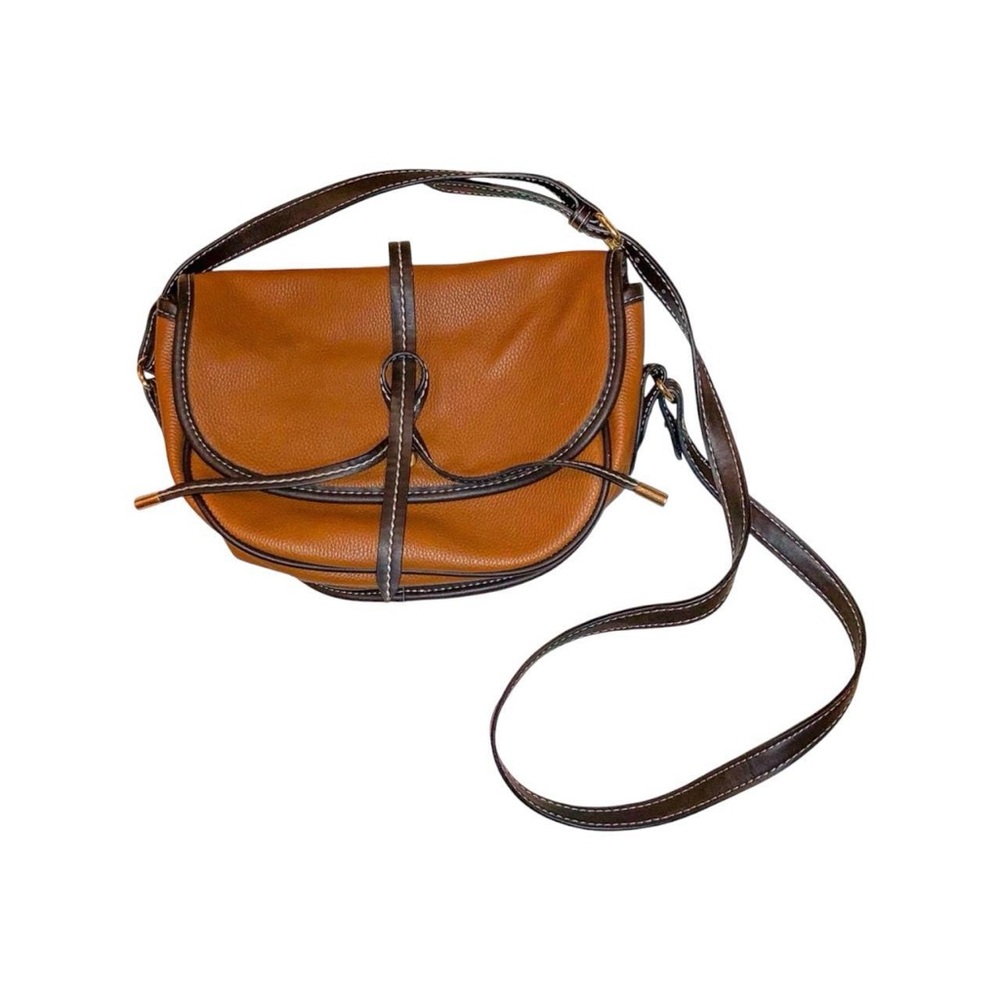 Brown Vegan Leather Crossbody Satchel